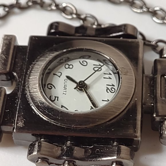 Very Cool Dark Silver Tone Robot Watch Pendant Necklace 21 Inches Long - Picture 5 of 11